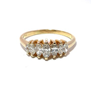 14K Yellow Gold Marquise Cut Natural Diamond Ring