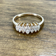 14K Yellow Gold Marquise Cut Natural Diamond Ring