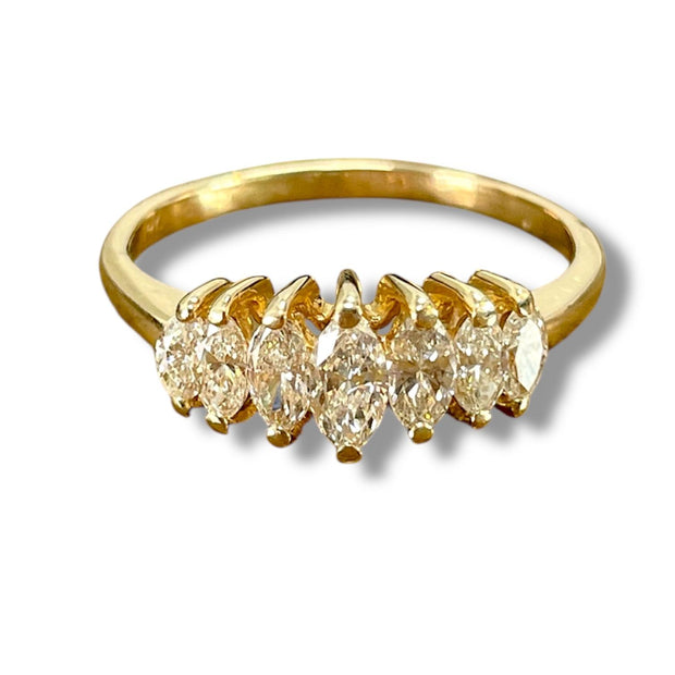 14K Yellow Gold Marquise Cut Natural Diamond Ring