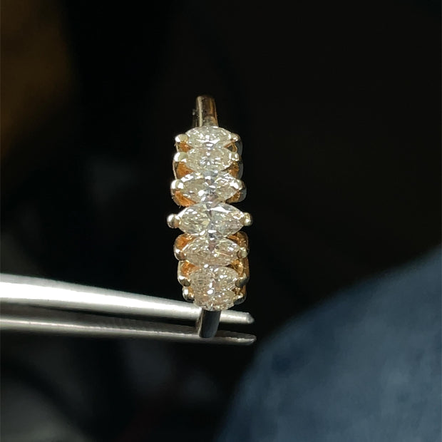 14K Yellow Gold Marquise Cut Natural Diamond Ring
