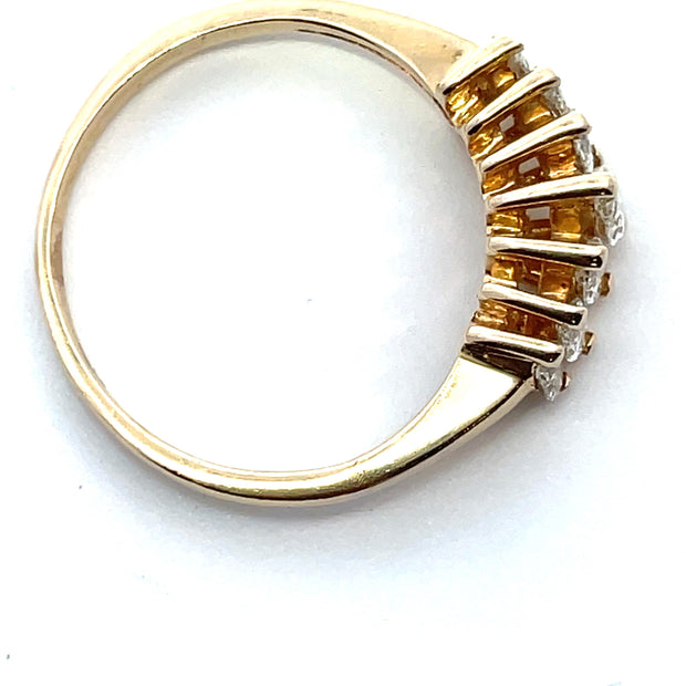 14K Yellow Gold Marquise Cut Natural Diamond Ring