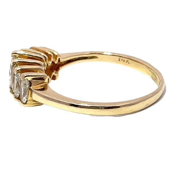 14K Yellow Gold Marquise Cut Natural Diamond Ring
