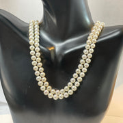 Glamorous Cultured Pearl Double Strand Necklace with 14k Yellow Gold Clasp