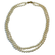 Glamorous Cultured Pearl Double Strand Necklace with 14k Yellow Gold Clasp