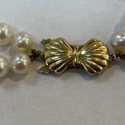 Glamorous Cultured Pearl Double Strand Necklace with 14k Yellow Gold Clasp