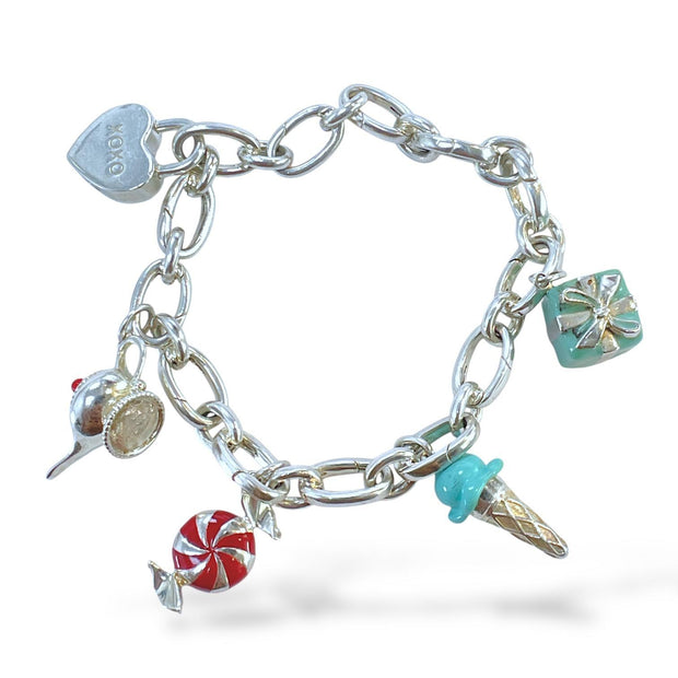 Tiffany & Co. Sterling Silver 925 Multiple Charms link Bracelet