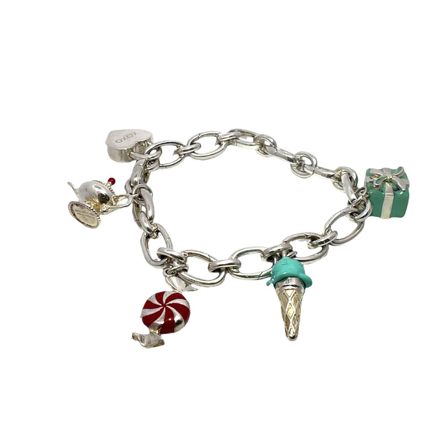 Tiffany & Co. Sterling Silver 925 Multiple Charms link Bracelet