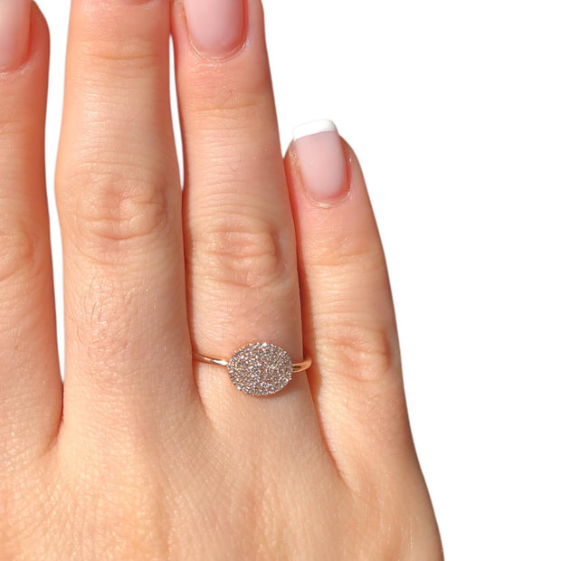 Gorgeous 14k Yellow Rosie Yellow Gold Oval Natural Diamond Cluster Ring
