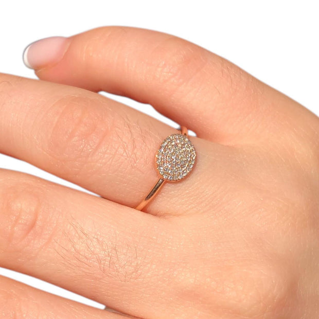 Gorgeous 14k Yellow Rosie Yellow Gold Oval Natural Diamond Cluster Ring