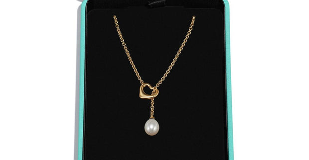 TIFFANY & CO Elsa Peretti 18k Yellow Gold Open Heart Lariat Necklace