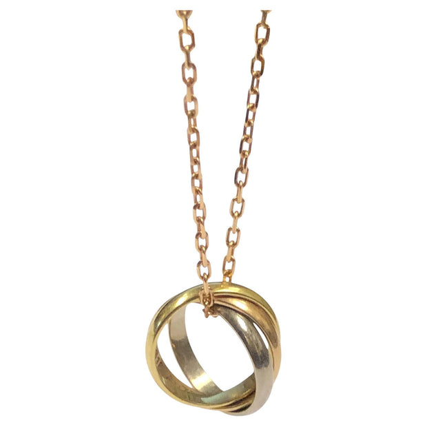 Cartier 18k Gold Multicolor Trinity Ring Pendant Necklace