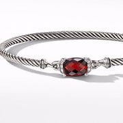 David Yurman Petite Wheaton Colllection Cushion Cut Garnet And Diamond Bracelet
