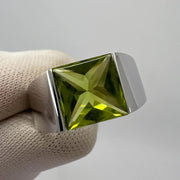 Cartier 18k White Gold Vintage 1990s Peridot Tank Ring
