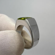 Cartier 18k White Gold Vintage 1990s Peridot Tank Ring