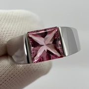 Cartier 18k White Gold Vintage 1990s Pink Tourmaline Tank Ring