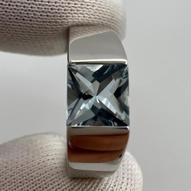 CARTIER Vintage 1990s Cushion Aquamarine Tank Ring