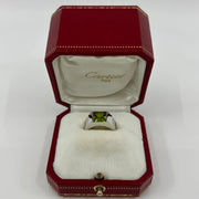 Cartier 18k White Gold Vintage 1990s Peridot Tank Ring