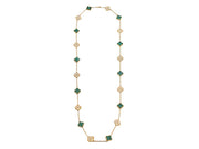 Van Cleef & Arpels vintage Alhambra 20 motifs and malachite long Diamond Necklace