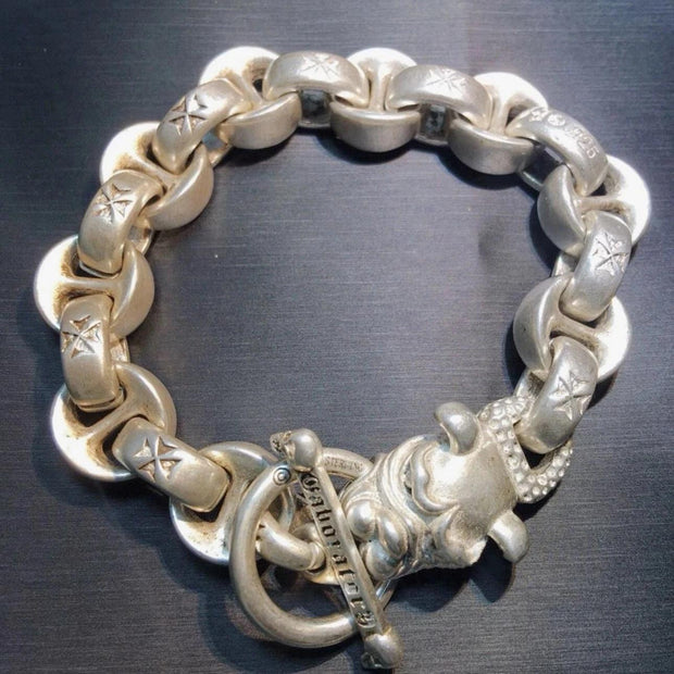 Heavy Biker & Chrome Hearts Style Think Sterling Silver Chain Bracelet