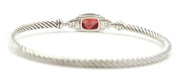 David Yurman Petite Wheaton Colllection Cushion Cut Garnet And Diamond Bracelet