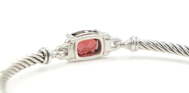 David Yurman Petite Wheaton Colllection Cushion Cut Garnet And Diamond Bracelet