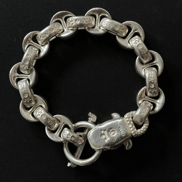 Heavy Biker & Chrome Hearts Style Think Sterling Silver Chain Bracelet