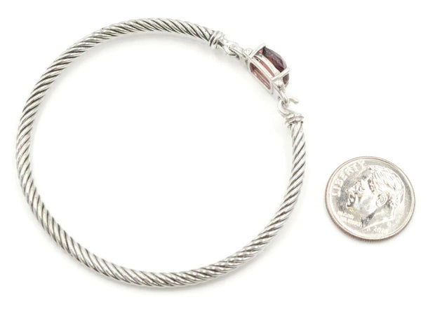 David Yurman Petite Wheaton Colllection Cushion Cut Garnet And Diamond Bracelet