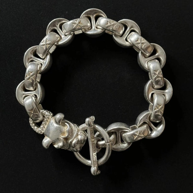 Heavy Biker & Chrome Hearts Style Think Sterling Silver Chain Bracelet