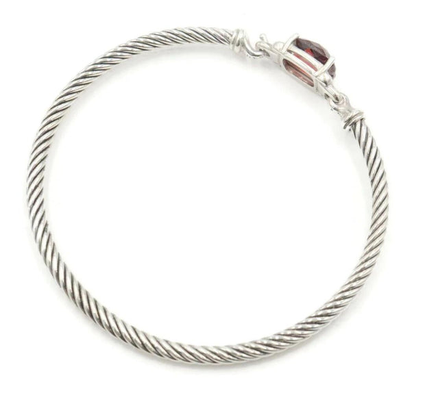 David Yurman Petite Wheaton Colllection Cushion Cut Garnet And Diamond Bracelet