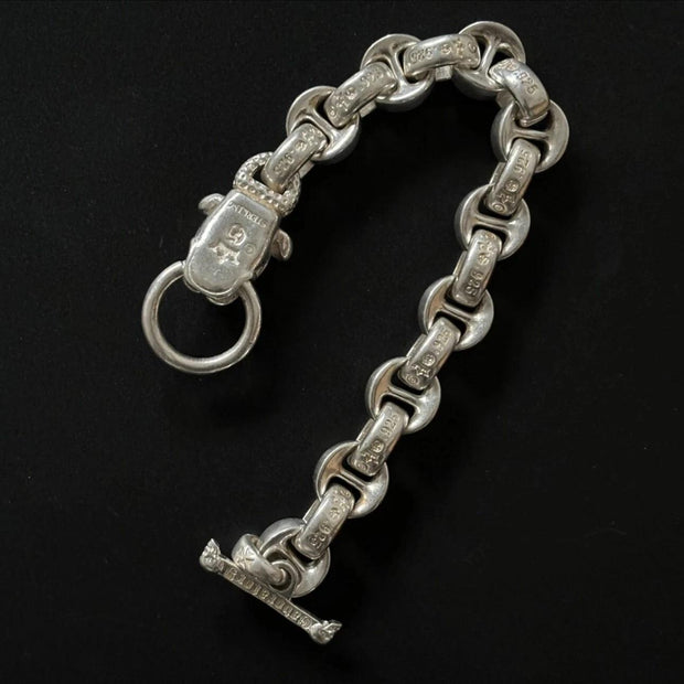 Heavy Biker & Chrome Hearts Style Think Sterling Silver Chain Bracelet