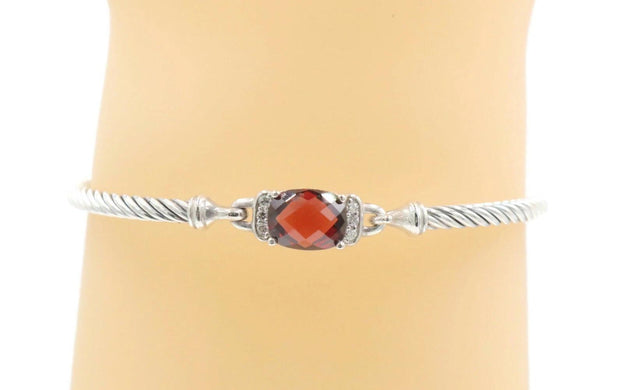 David Yurman Petite Wheaton Colllection Cushion Cut Garnet And Diamond Bracelet
