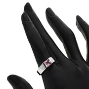 Cartier 18k White Gold Vintage 1990s Pink Tourmaline Tank Ring