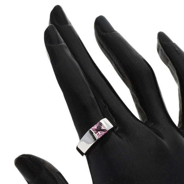 Cartier 18k White Gold Vintage 1990s Pink Tourmaline Tank Ring