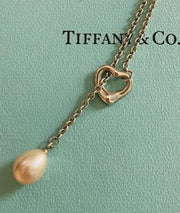 TIFFANY & CO Elsa Peretti 18k Yellow Gold Open Heart Lariat Necklace