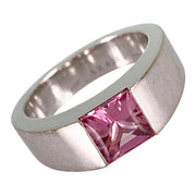 Cartier 18k White Gold Vintage 1990s Pink Tourmaline Tank Ring
