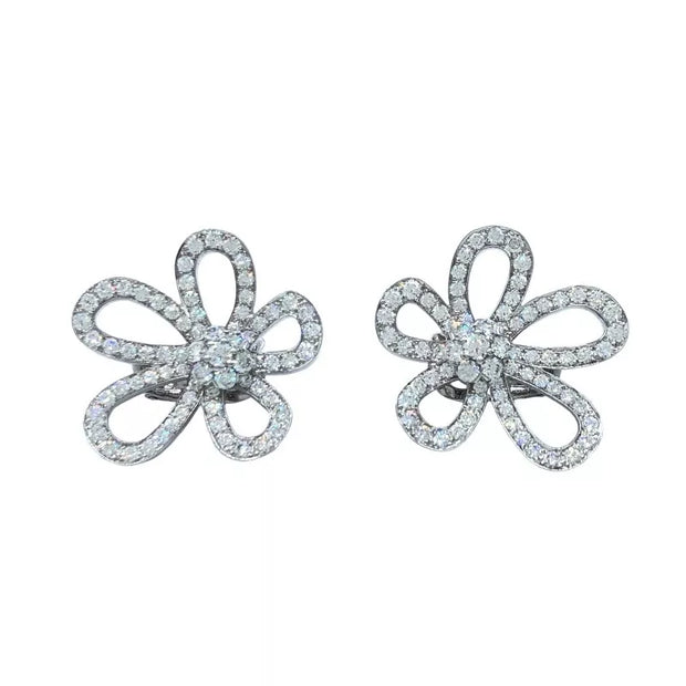 Van Cleef & Arpels 18k White Gold Flowerlace Earrings