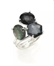 IPPOLITA Rock Candy 3-Stone Sterling Silver Onyx Hematite Quartz Cluster Ring