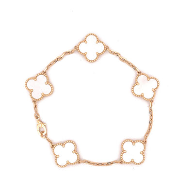 Van Cleef & Arpels 18k Yellow Gold Vintage Alhambra Mother of Pearl Bracelet