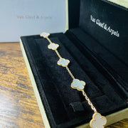 Van Cleef & Arpels 18k Yellow Gold Vintage Alhambra Mother of Pearl Bracelet