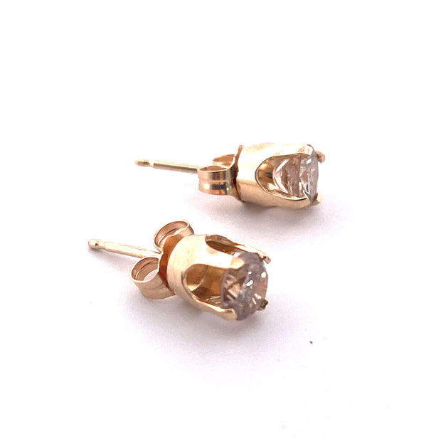 14K Yellow Gold Natural Diamond Stud Earring