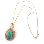 Antique 14K Yellow Gold Levian Gold and Turquoise Necklace
