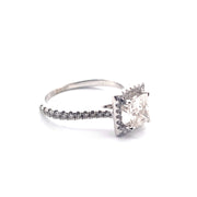 Elegant 14K White Gold GIA Certified 1ct Natural Princess Cut Diamond Halo Ring