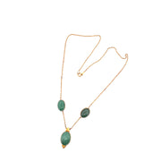 Exquisite 9K Yellow Gold Jade Necklace & Earrings Set