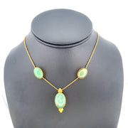 Exquisite 9K Yellow Gold Jade Necklace & Earrings Set