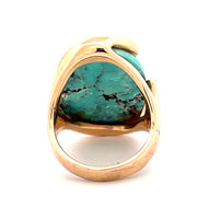 Exquisite J. Frew 14K Yellow Gold Oval Turquoise Ring