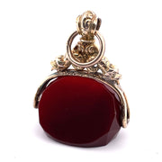Exquisite 10K Yellow Gold Spinning Carnelian Watch Fab Pendant