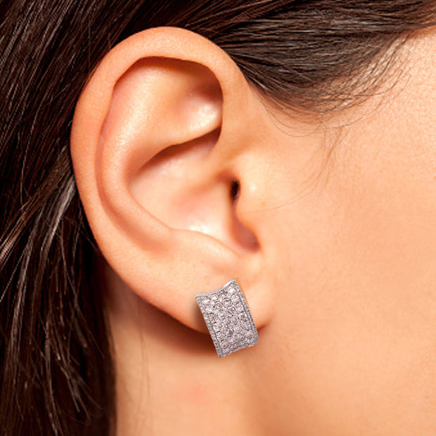 Exquisite 14K White Gold Natural Diamond Earrings