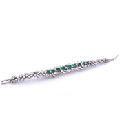 Exquisite 18K White Gold Bracelet with Emeralds and Natural Diamonds