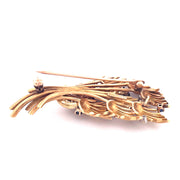 Vintage Tiffany & Co. 18K Yellow Gold Leaf Brooch with Sapphires and Diamonds