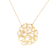 Elegant 18k Yellow Gold CZ Mond Hamsa Necklace
